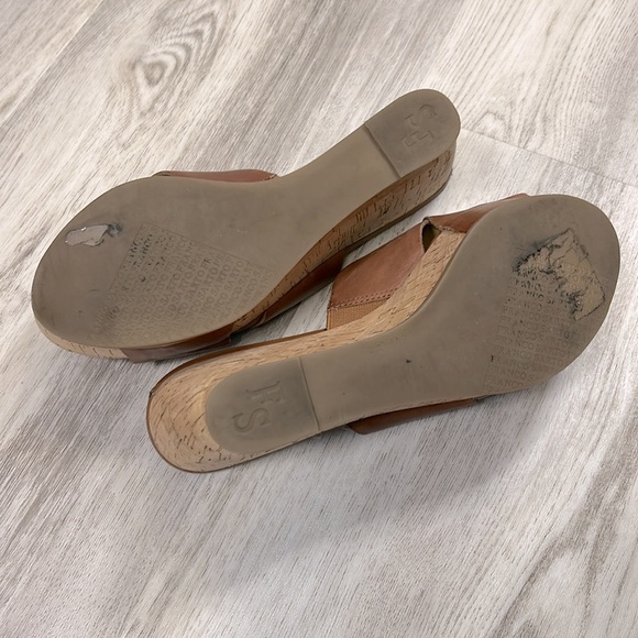 Franco Sarto Women’s Frost 2 Brown Leather Cork Platform Open Toe Sandals / Sz 8 - Picture 7 of 11